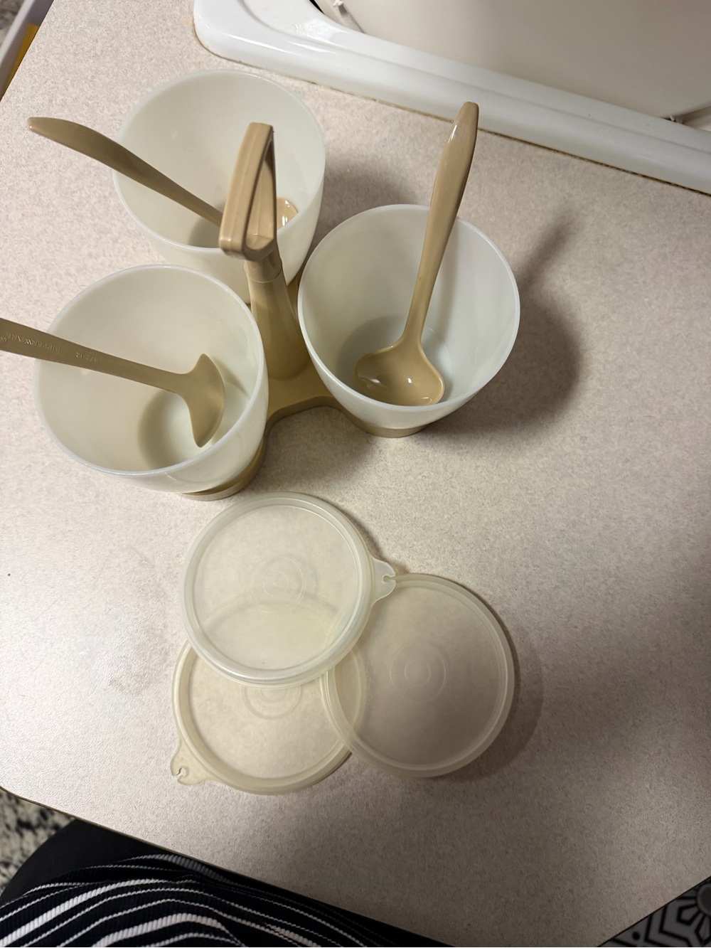 Tupperware Cream Serving Set with Ladles and Lids